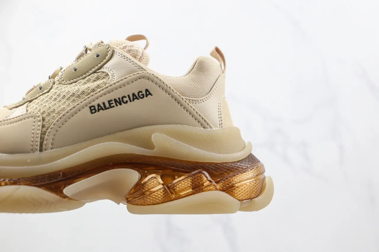 Balenciaga Triple S Bege e Âmbar Sneakers Chunky Translúcidas 7