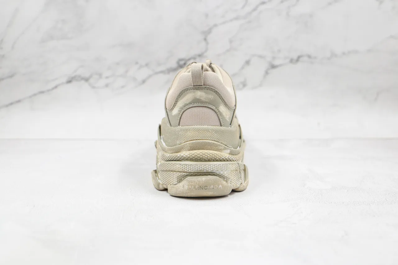 Balenciaga Triple S Beige Distressed Chunky Sneakers 2