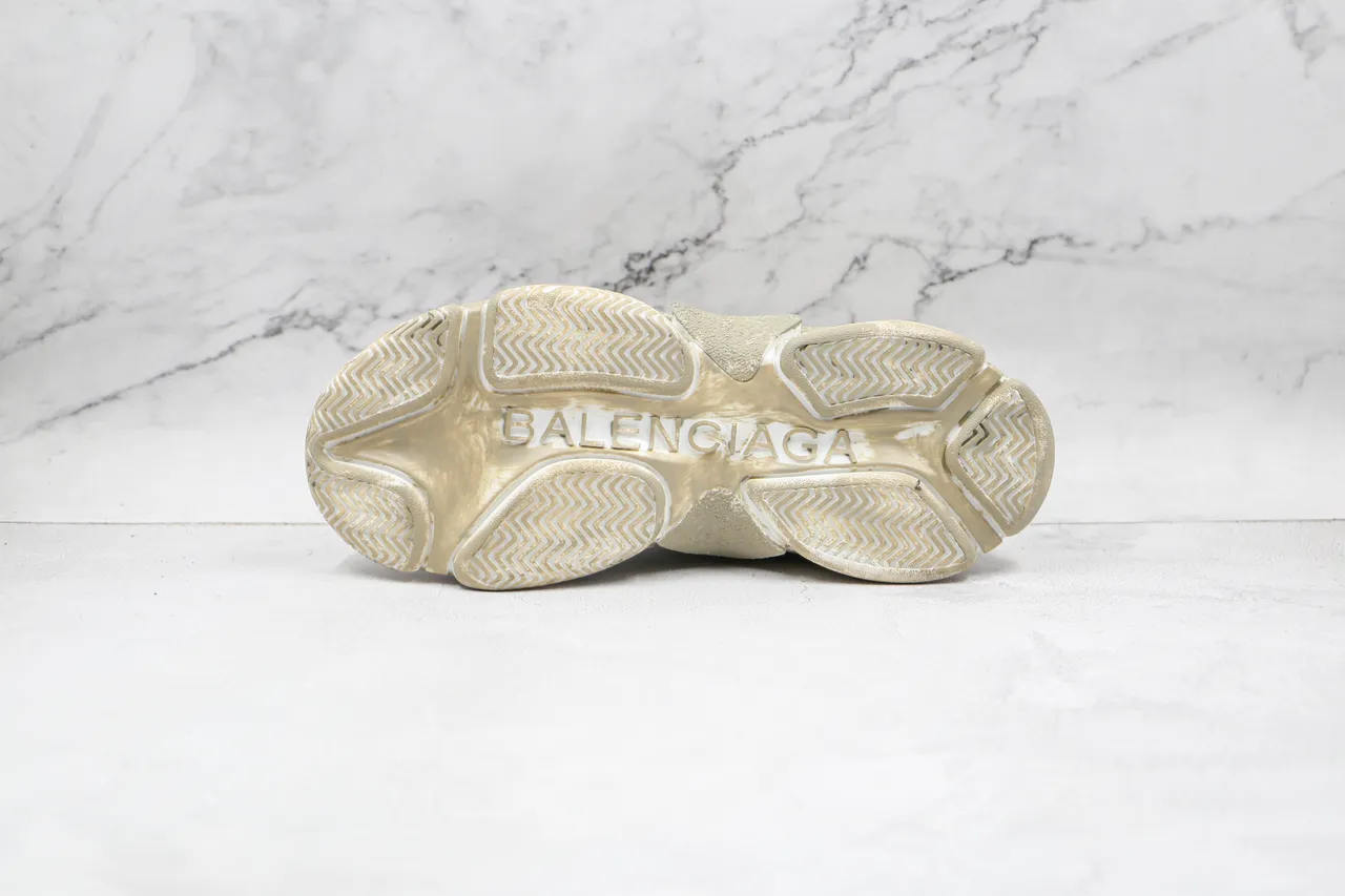 Balenciaga Triple S Beige Distressed Chunky Sneakers 3