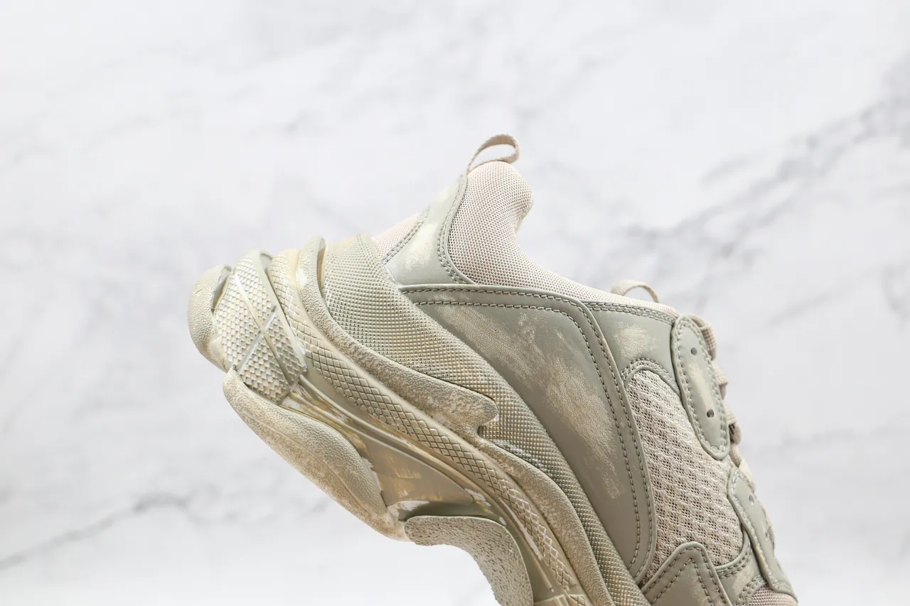 Balenciaga Triple S Beige Distressed Chunky Sneakers 6