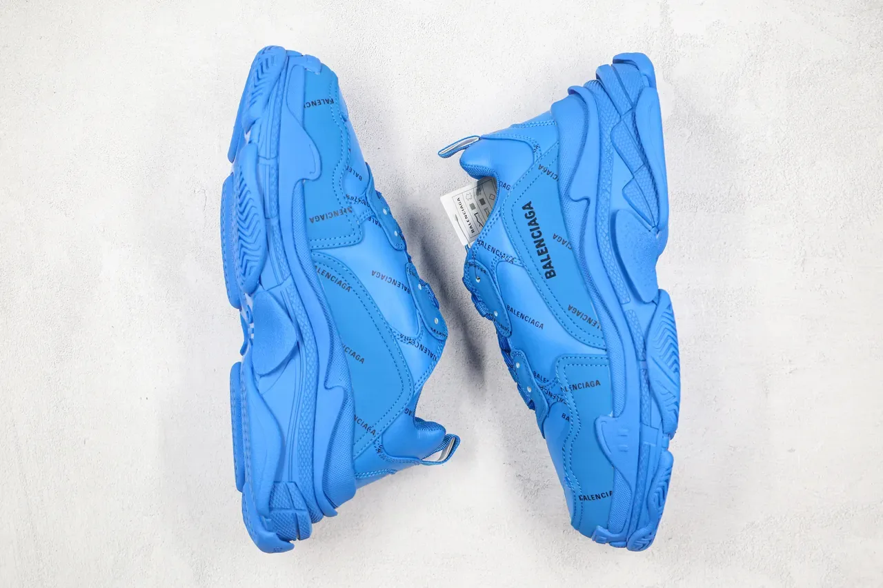 Balenciaga Triple S Sneakers Chunky Bleu Monochromatique 7
