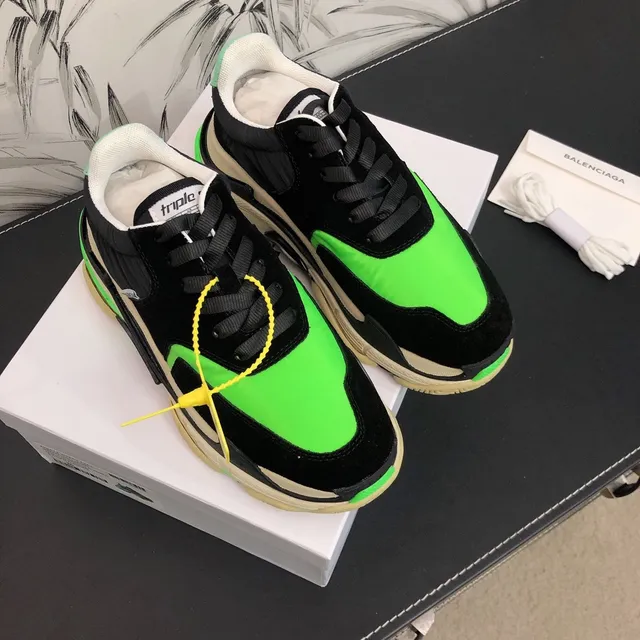 Balenciaga Triple S Vert Néon Noir Sneakers Chunky 2