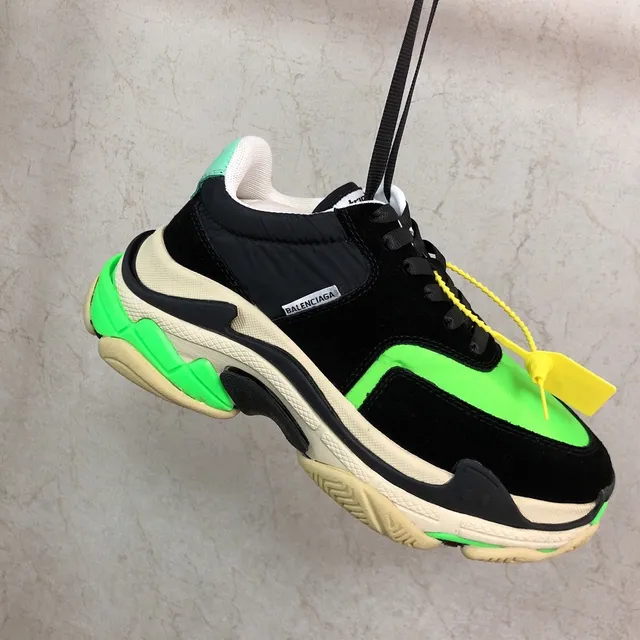Balenciaga Triple S Vert Néon Noir Sneakers Chunky 5