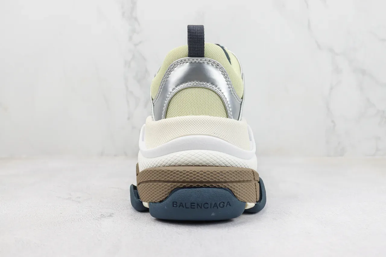 Balenciaga Triple S Argent et Jaune Pâle Sneakers Chunky 9