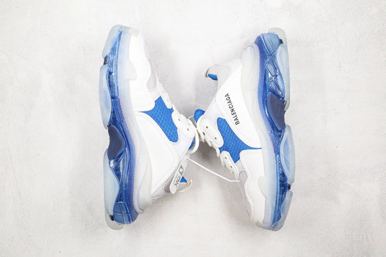 Balenciaga Triple S chaussures chunky blanches et bleues 7