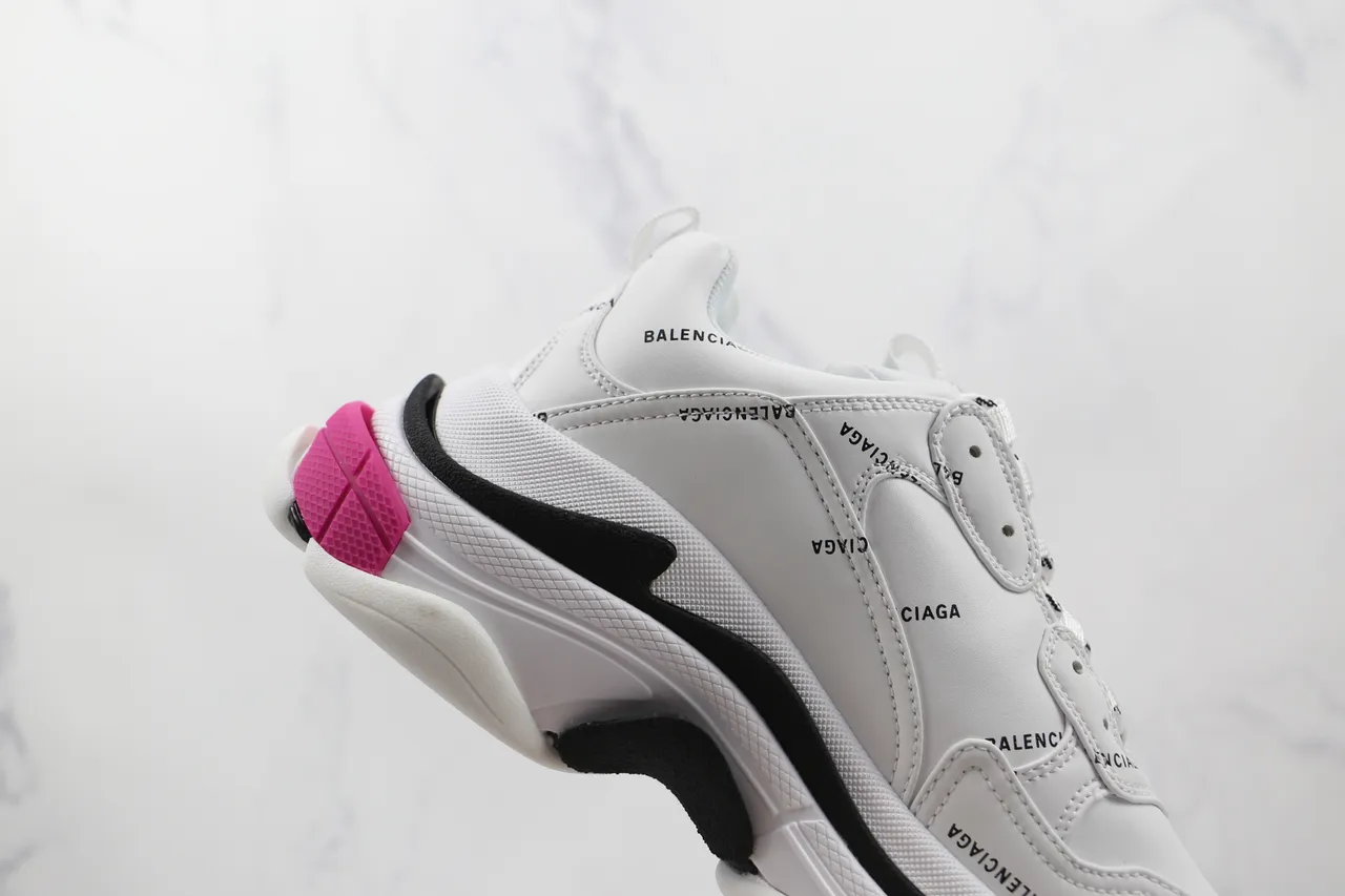 Balenciaga Triple S branco preto rosa tênis chunky 6