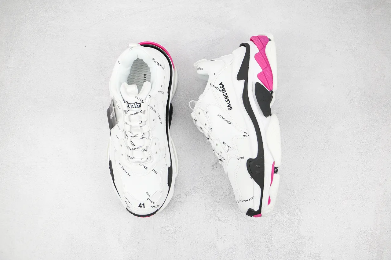 Balenciaga Triple S branco preto rosa tênis chunky 8
