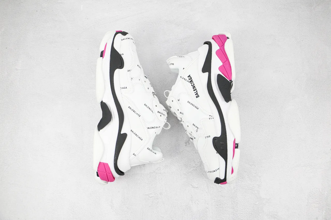 Balenciaga Triple S branco preto rosa tênis chunky 9