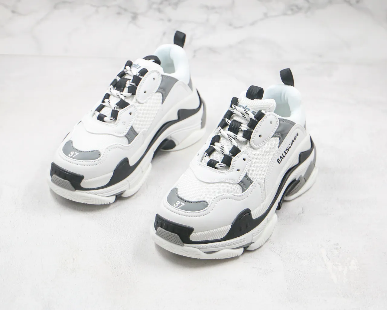 Balenciaga Triple S White Gray Black Chunky Sneakers 7