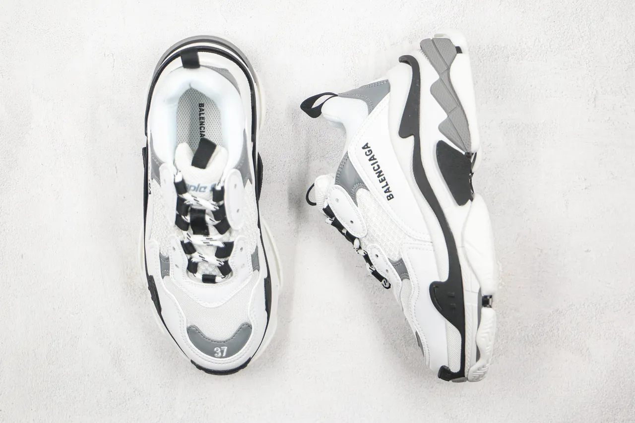 Balenciaga Triple S White Gray Black Chunky Sneakers 8