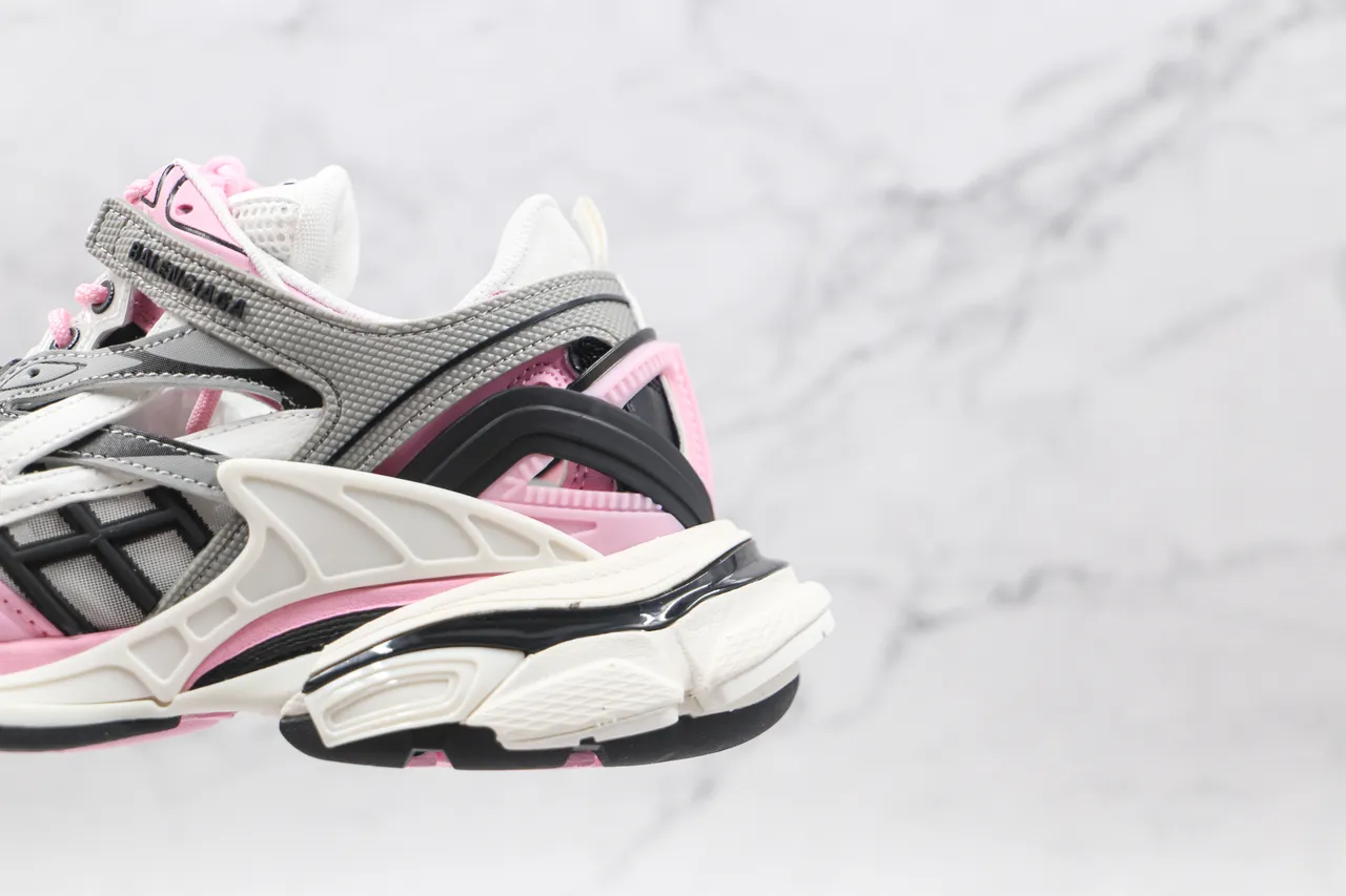 Balenciaga Tênis Chunky Branco e Rosa com Sola de Plataforma Material Sintético Multicamadas Estilo Cage 3