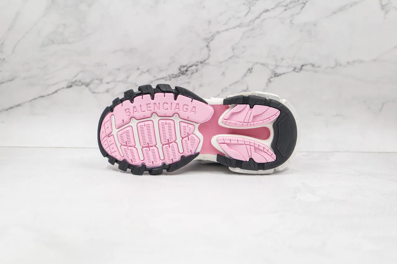 Balenciaga Tênis Chunky Branco e Rosa com Sola de Plataforma Material Sintético Multicamadas Estilo Cage 4