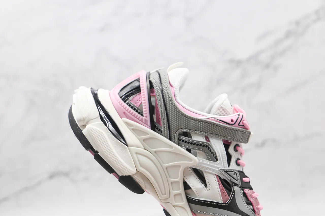 Balenciaga Tênis Chunky Branco e Rosa com Sola de Plataforma Material Sintético Multicamadas Estilo Cage 6