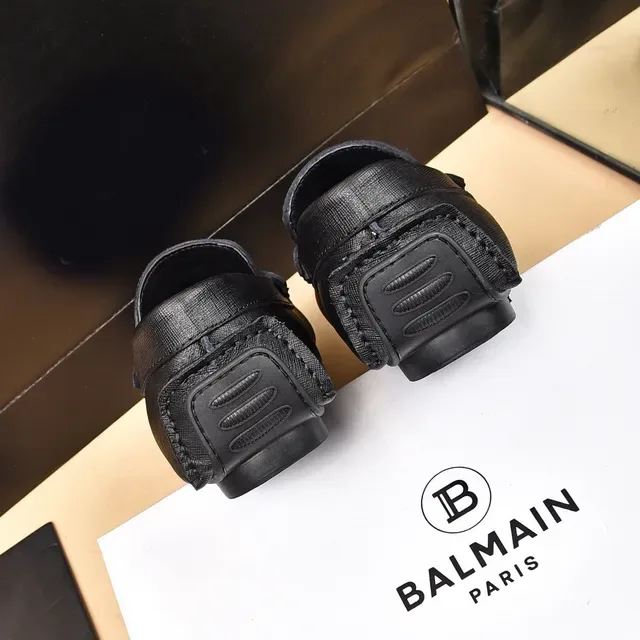 बाल्मेन B-Buckle काले चमड़े की लोफर्स 2