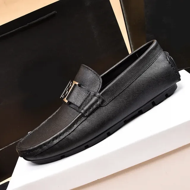 बाल्मेन B-Buckle काले चमड़े की लोफर्स 5