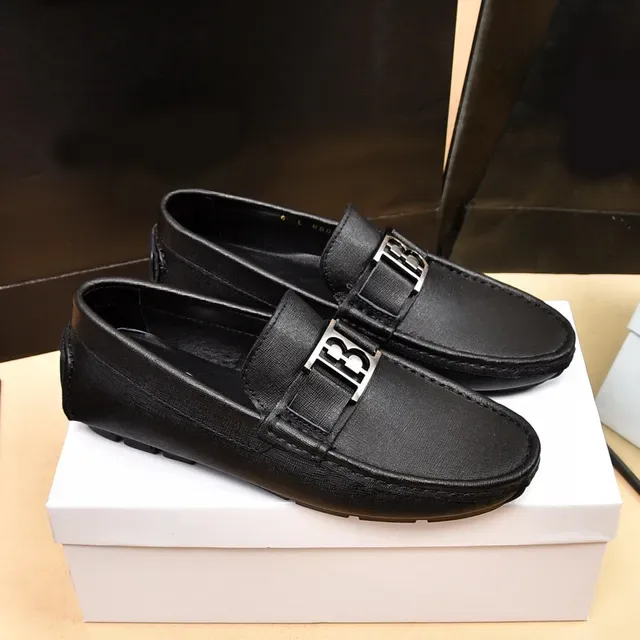 बाल्मेन B-Buckle काले चमड़े की लोफर्स 8