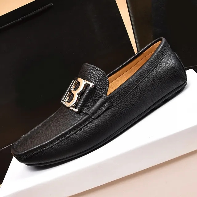Balmain B-Court Mocassins de Couro com Textura de Pedras Preto com Fivela 4