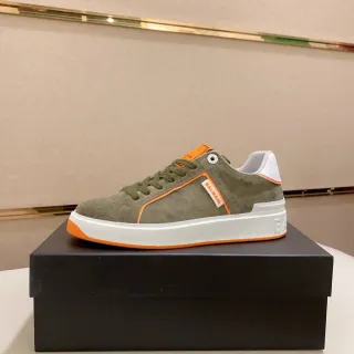 Balmain B-Court Olive Green and Orange Lifestyle Sneakers
