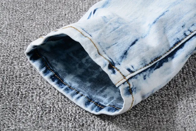 Balmain B-Moto Bleu Noir Lavé à l'acide Déchiré Panneaux Rayés Jeans 10