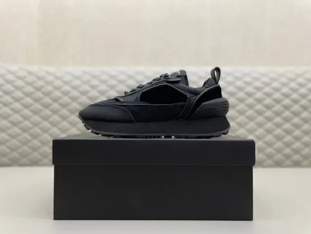 Balmain Black Monochrome Layered Synthetic And Velvet Panels Sneakers 5