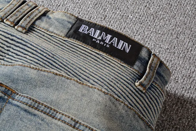 Balmain हल्की धुलाई डिस्ट्रेस्ड रिब्ड पैनल जीन्स 2