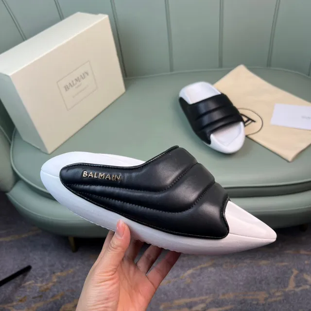 Balmain Quilted Strap Slide Slipper 4