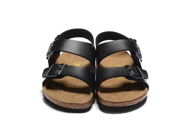 Birkenstock Arizona Sandales de Cuir Noir à Double Boucle Casual 5