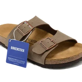 Birkenstock Arizona Brown Suede-Like Two-Strap Casual Sandals