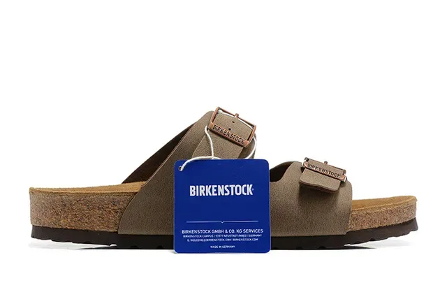 Birkenstock Arizona Brown Suede-Like Two-Strap Casual Sandals 6