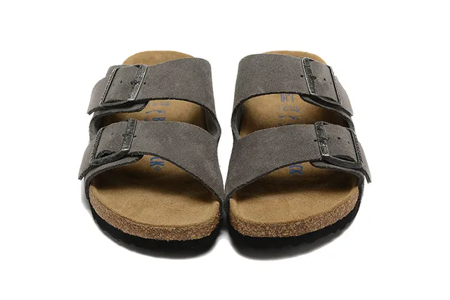 Birkenstock Arizona Sandales Casuales Daim Gris Double Bride 3