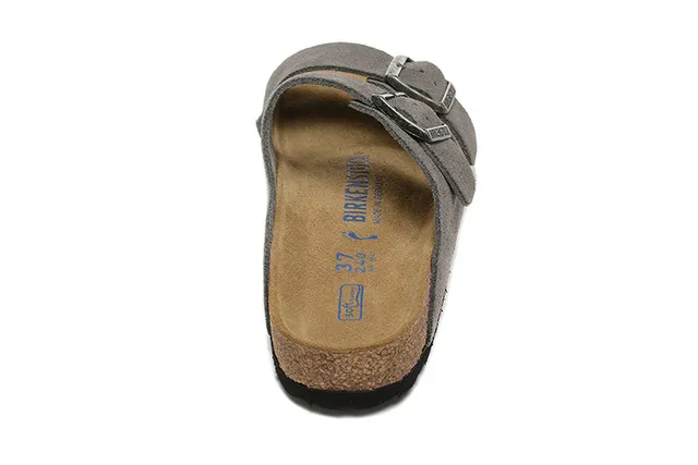 Birkenstock Arizona Sandales Casuales Daim Gris Double Bride 4