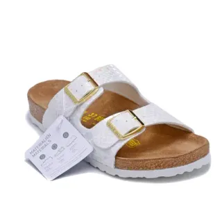 Birkenstock Arizona ক্যাজুয়াল স্যান্ডাল সাদা ইরিডেসেন্ট স্কেল টেক্সচার্ড