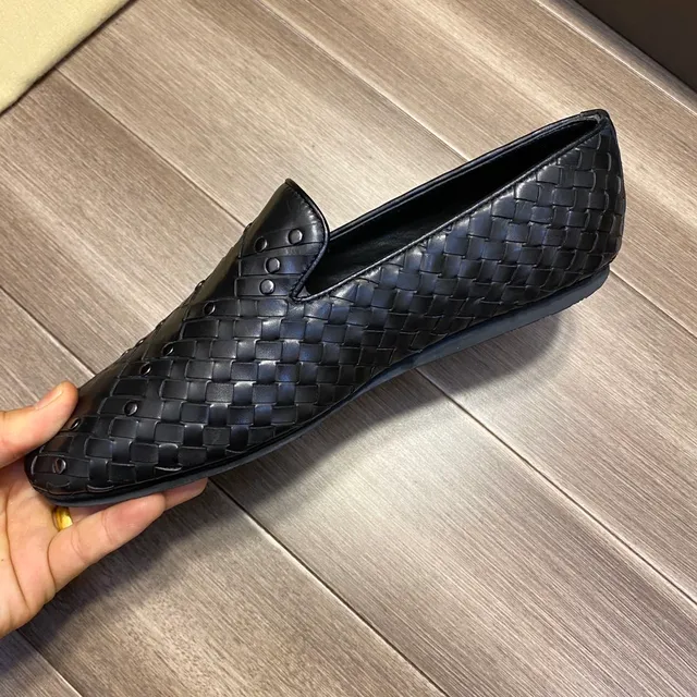 Bottega Veneta Andiamo Preto Intrecciato Couro Tricotado Tachado Vamp Mocassim 4