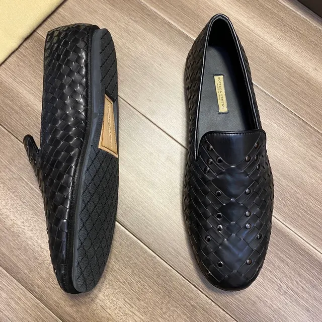 Bottega Veneta Andiamo Preto Intrecciato Couro Tricotado Tachado Vamp Mocassim 7