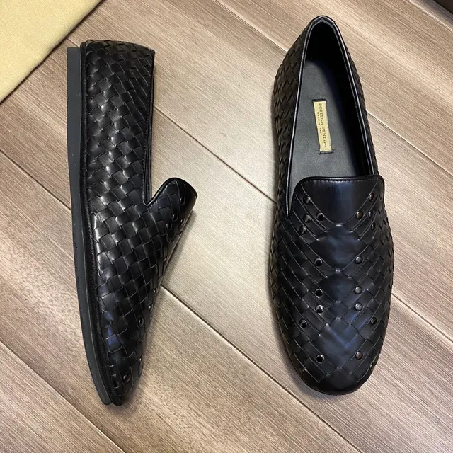 Bottega Veneta Andiamo Preto Intrecciato Couro Tricotado Tachado Vamp Mocassim 8