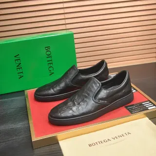 Bottega Veneta Andiamo Black Wrinkled Leather Loafers