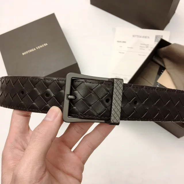Bottega Veneta Noir Gris Tressé Intrecciato Gunmetal Boucle Rectangulaire Cuir 4