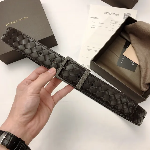 Bottega Veneta Noir Gris Tressé Intrecciato Gunmetal Boucle Rectangulaire Cuir 5