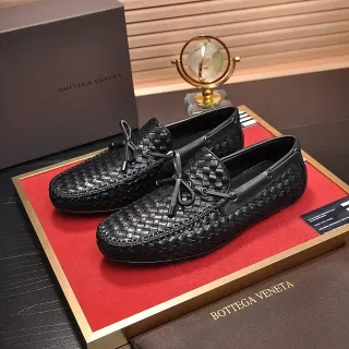 Bottega Veneta Black Intrecciato Woven Leather Decorative Bow Laces Loafer