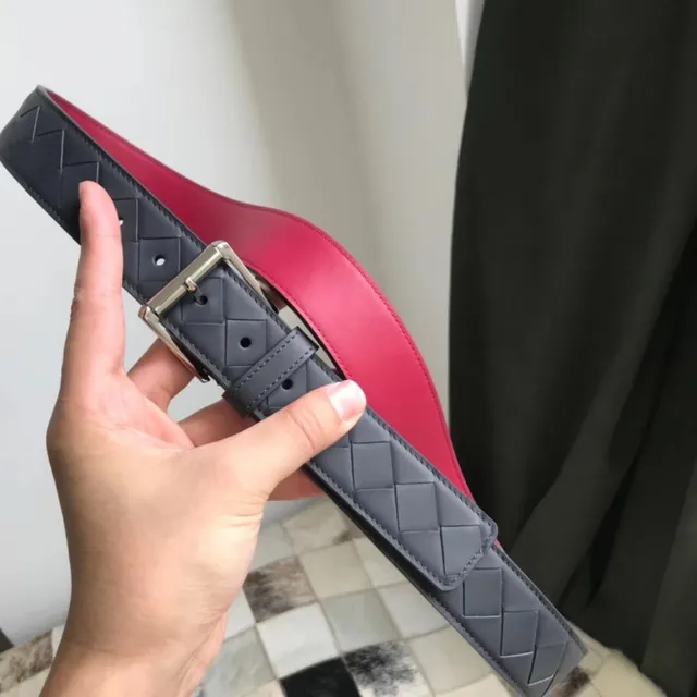 Bottega Veneta ceinture en cuir marron rouge Intrecciato tissée réversible 2