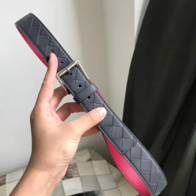 Bottega Veneta ceinture en cuir marron rouge Intrecciato tissée réversible 4