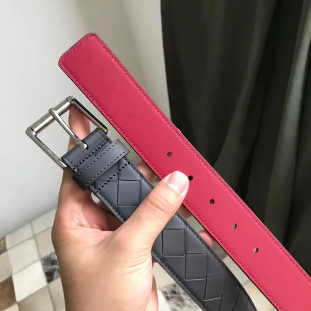 Bottega Veneta ceinture en cuir marron rouge Intrecciato tissée réversible 6