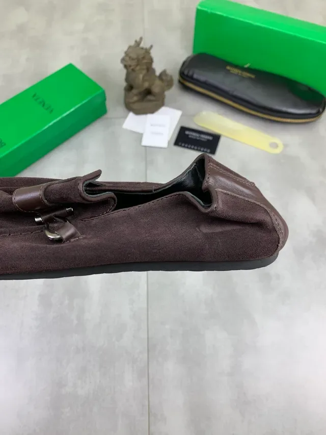 Bottega Veneta Mocassim Marrom Camurça Superior Couro Liso Cinta 3