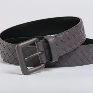 Bottega Veneta Cassette Intrecciato ग्रे चमड़े की बेल्ट