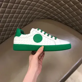 Bottega Veneta Cassette Woven Leather White and Green Lifestyle Sneakers
