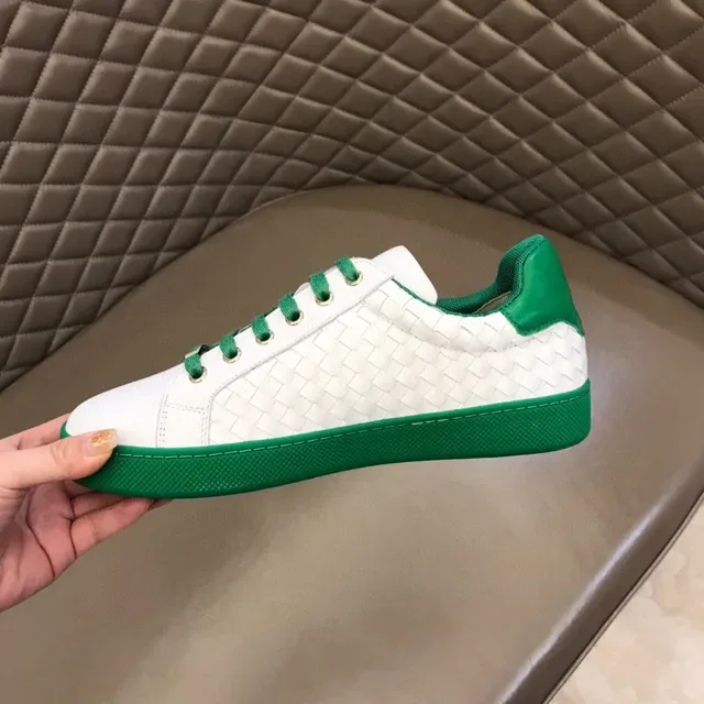 Bottega Veneta Cassette Woven Leather White and Green Lifestyle Sneakers 3