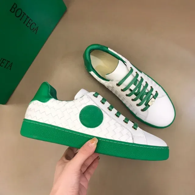 Bottega Veneta Cassette Woven Leather White and Green Lifestyle Sneakers 6