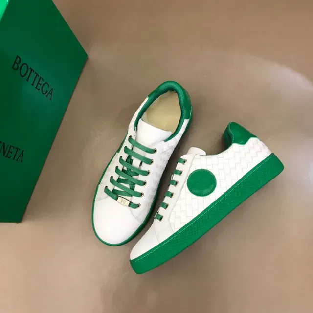 Bottega Veneta Cassette Woven Leather White and Green Lifestyle Sneakers 7