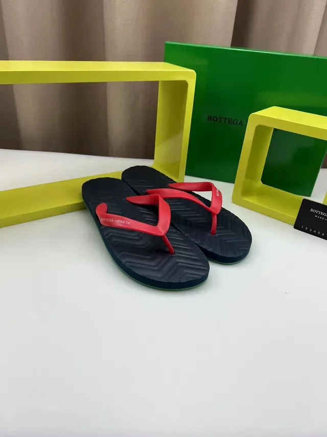 Bottega Veneta Navy and Red Thong Slippers 9