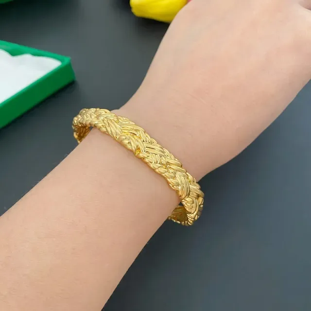 Bottega Veneta Silver Gold Twisted Rope Motif Open Cuff Bracelet 2